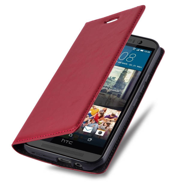 Cadorabo Hoesje geschikt voor HTC ONE M9 in APPEL ROOD - Beschermhoes Case magnetische sluiting Cover