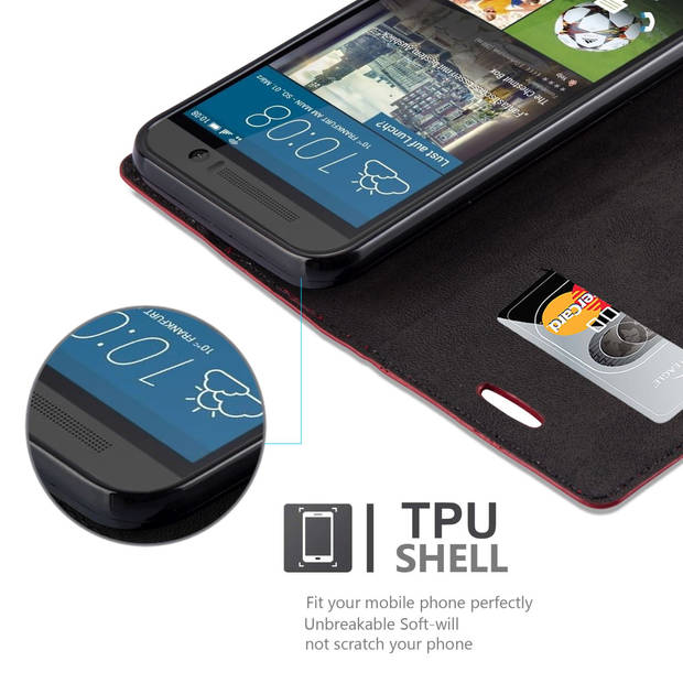 Cadorabo Hoesje geschikt voor HTC ONE M9 in APPEL ROOD - Beschermhoes Case magnetische sluiting Cover