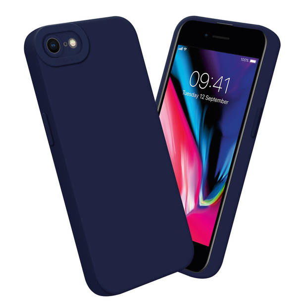 Cadorabo Hoesje geschikt voor Apple iPhone 7 / 7S / 8 / SE 2020 in FLUID DONKER BLAUW - Beschermhoes TPU silicone Cover