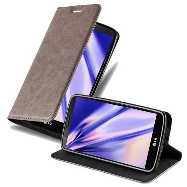 Cadorabo Hoesje geschikt voor LG G2 in KOFFIE BRUIN - Beschermhoes Case magnetische sluiting Cover