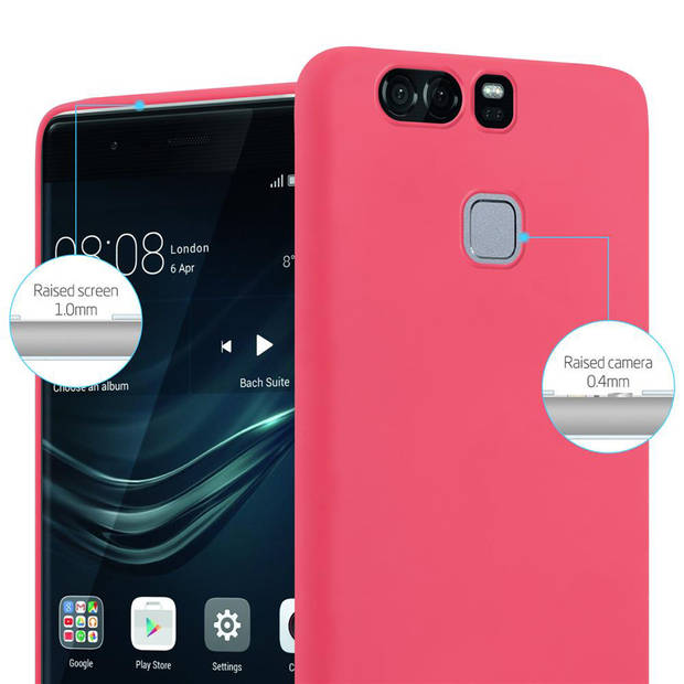 Cadorabo Hoesje geschikt voor Huawei P9 in CANDY ROOD - Beschermhoes TPU silicone Case Cover