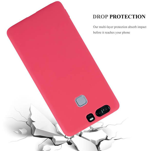 Cadorabo Hoesje geschikt voor Huawei P9 in CANDY ROOD - Beschermhoes TPU silicone Case Cover