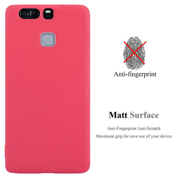 Cadorabo Hoesje geschikt voor Huawei P9 in CANDY ROOD - Beschermhoes TPU silicone Case Cover