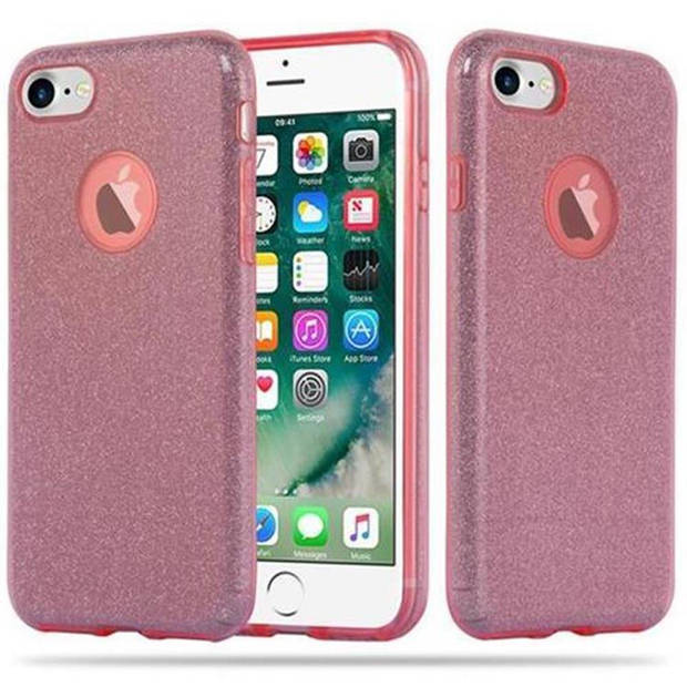 Cadorabo Hoesje geschikt voor Apple iPhone 7 / 7S / 8 / SE 2020 in STAR STOF ROZE - TPU Silicone Case Cover beschermhoes