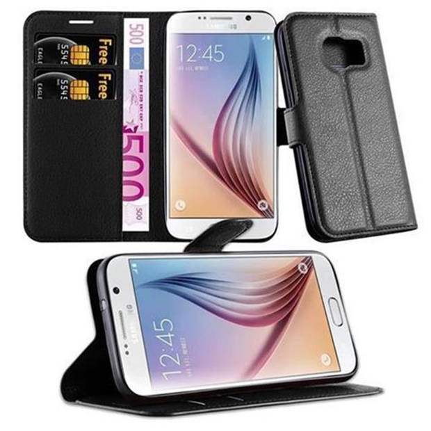 Cadorabo Hoesje geschikt voor Samsung Galaxy S7 in PHANTOM ZWART - Beschermhoes Cover magnetische sluiting Case