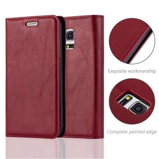 Cadorabo Hoesje geschikt voor Samsung Galaxy S5 MINI / S5 MINI DUOS in APPEL ROOD - Beschermhoes Case magnetische