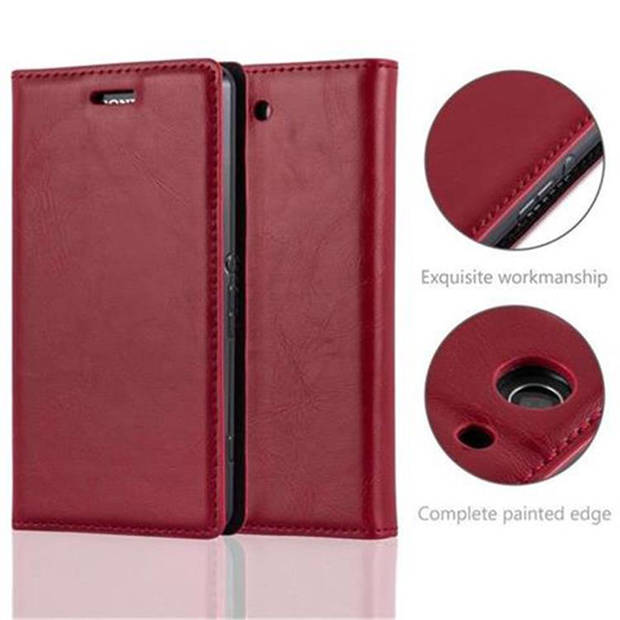 Cadorabo Hoesje geschikt voor Sony Xperia Z3 COMPACT in APPEL ROOD - Beschermhoes Case magnetische sluiting Cover