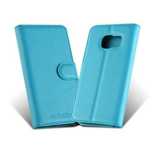 Cadorabo Hoesje geschikt voor Samsung Galaxy S7 in PASTEL BLAUW - Beschermhoes Cover magnetische sluiting Case