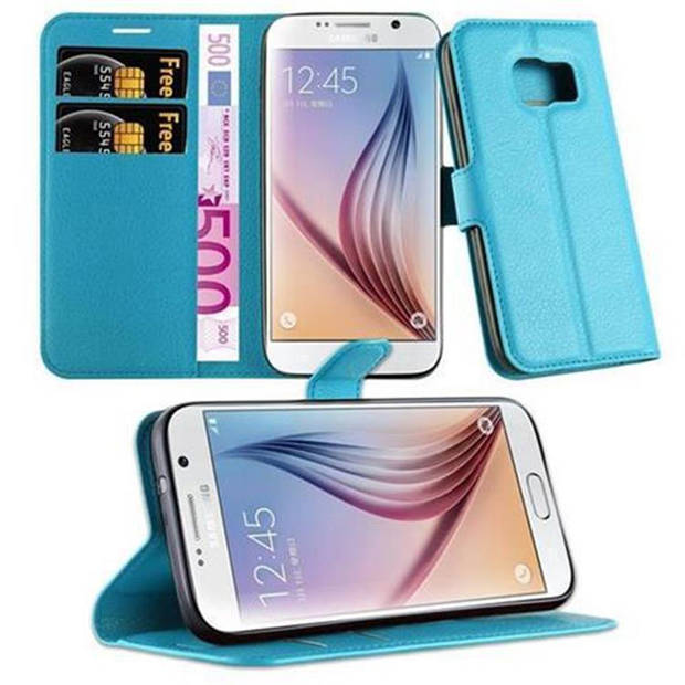 Cadorabo Hoesje geschikt voor Samsung Galaxy S7 in PASTEL BLAUW - Beschermhoes Cover magnetische sluiting Case