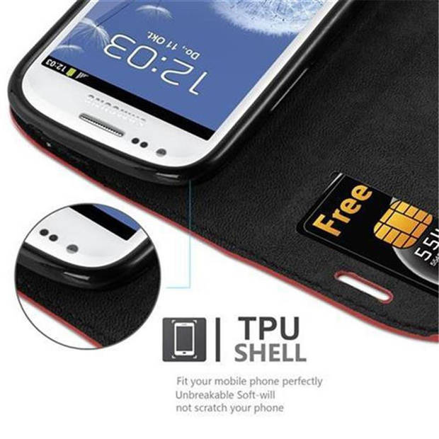 Cadorabo Hoesje geschikt voor Samsung Galaxy S3 MINI in APPEL ROOD - Beschermhoes Case magnetische sluiting Cover