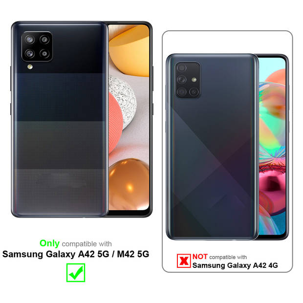 Cadorabo Hoesje geschikt voor Samsung Galaxy A42 5G / M42 5G in BLOEMEN DONKER PAARS - Beschermhoes Case Cover Bloemen
