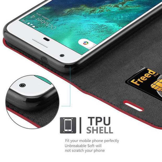 Cadorabo Hoesje geschikt voor Google PIXEL in APPEL ROOD - Beschermhoes Case magnetische sluiting Cover