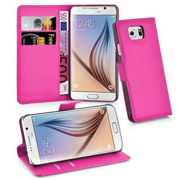 Cadorabo Hoesje geschikt voor Samsung Galaxy S6 in KERSEN ROZE - Beschermhoes Cover magnetische sluiting Case