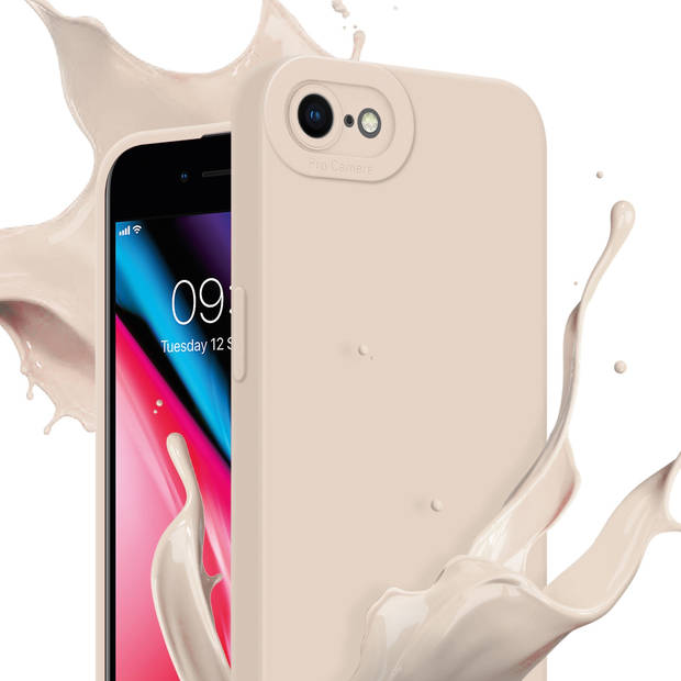 Cadorabo Hoesje geschikt voor Apple iPhone 7 / 7S / 8 / SE 2020 in FLUID CREAM - Beschermhoes TPU silicone Cover Case