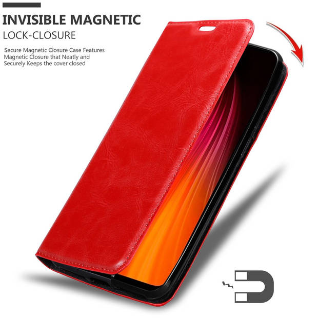 Cadorabo Hoesje geschikt voor Xiaomi RedMi NOTE 8 in APPEL ROOD - Beschermhoes Case magnetische sluiting Cover