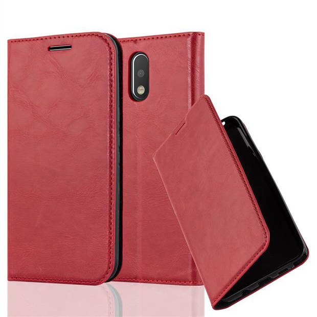 Cadorabo Hoesje geschikt voor Motorola MOTO G4 / G4 PLUS in APPEL ROOD - Beschermhoes Case magnetische sluiting Cover