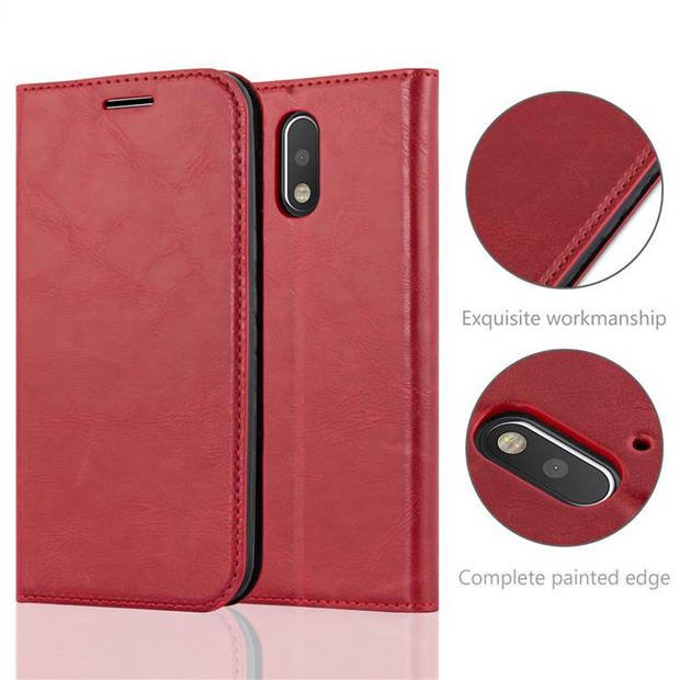 Cadorabo Hoesje geschikt voor Motorola MOTO G4 / G4 PLUS in APPEL ROOD - Beschermhoes Case magnetische sluiting Cover