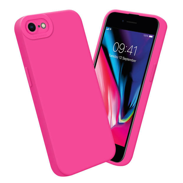 Cadorabo Hoesje geschikt voor Apple iPhone 7 / 7S / 8 / SE 2020 in FLUID HOTPINK - Beschermhoes TPU silicone Cover Case