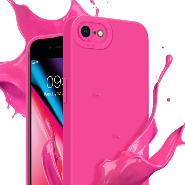 Cadorabo Hoesje geschikt voor Apple iPhone 7 / 7S / 8 / SE 2020 in FLUID HOTPINK - Beschermhoes TPU silicone Cover Case