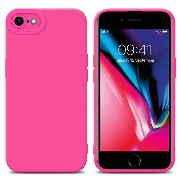 Cadorabo Hoesje geschikt voor Apple iPhone 7 / 7S / 8 / SE 2020 in FLUID HOTPINK - Beschermhoes TPU silicone Cover Case