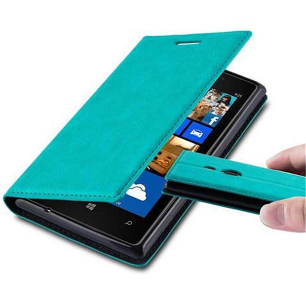 Cadorabo Hoesje geschikt voor Nokia Lumia 925 in BENZINE TURKOOIS - Beschermhoes Case magnetische sluiting Cover