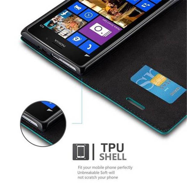 Cadorabo Hoesje geschikt voor Nokia Lumia 925 in BENZINE TURKOOIS - Beschermhoes Case magnetische sluiting Cover