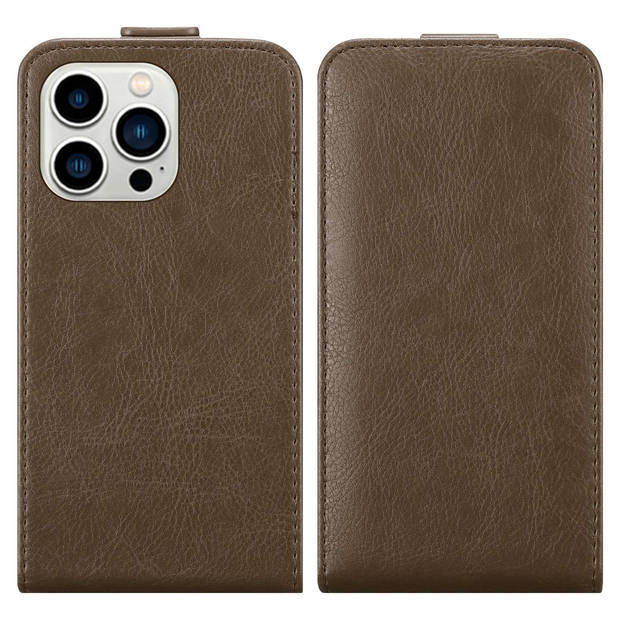 Cadorabo Hoesje geschikt voor Apple iPhone 14 PRO MAX in KOFFIE BRUIN - Beschermhoes Flip Case Cover magnetische