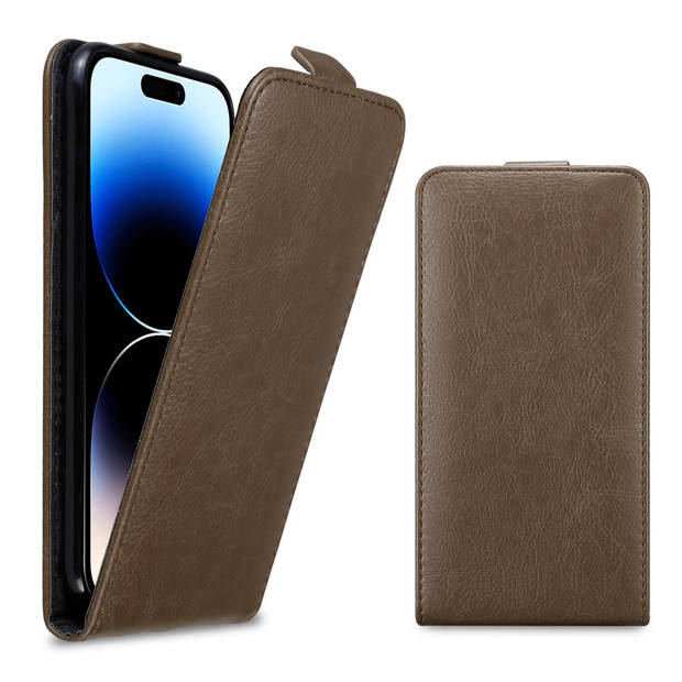 Cadorabo Hoesje geschikt voor Apple iPhone 14 PRO MAX in KOFFIE BRUIN - Beschermhoes Flip Case Cover magnetische