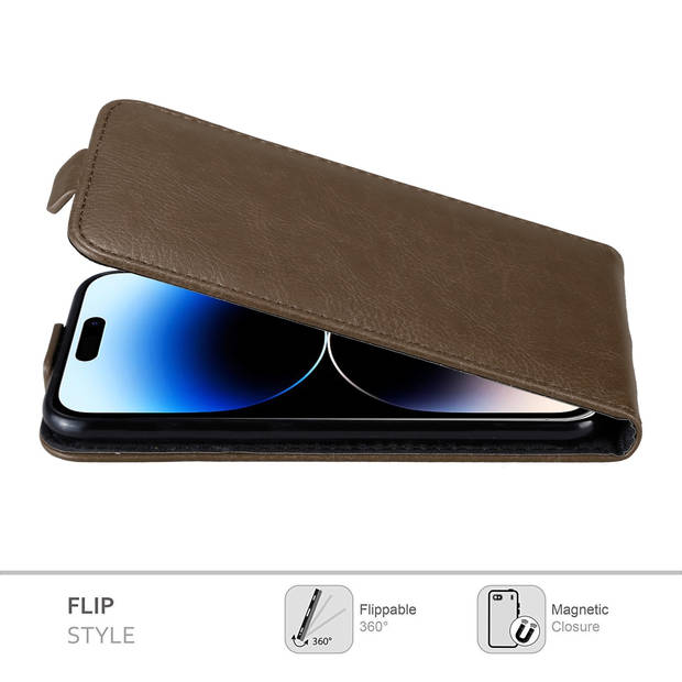 Cadorabo Hoesje geschikt voor Apple iPhone 14 PRO in KOFFIE BRUIN - Beschermhoes Flip Case Cover magnetische sluiting