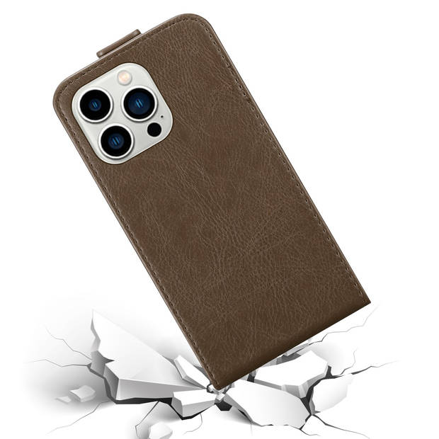 Cadorabo Hoesje geschikt voor Apple iPhone 14 PRO in KOFFIE BRUIN - Beschermhoes Flip Case Cover magnetische sluiting