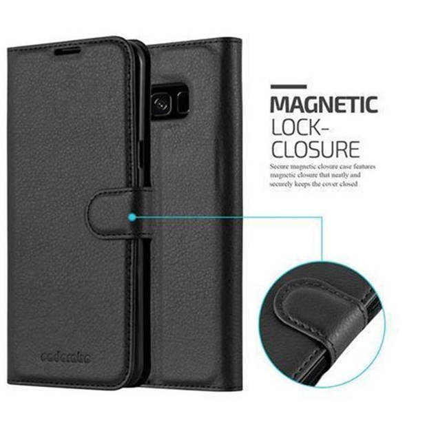 Cadorabo Hoesje geschikt voor Samsung Galaxy S8 in PHANTOM ZWART - Beschermhoes Cover magnetische sluiting Case