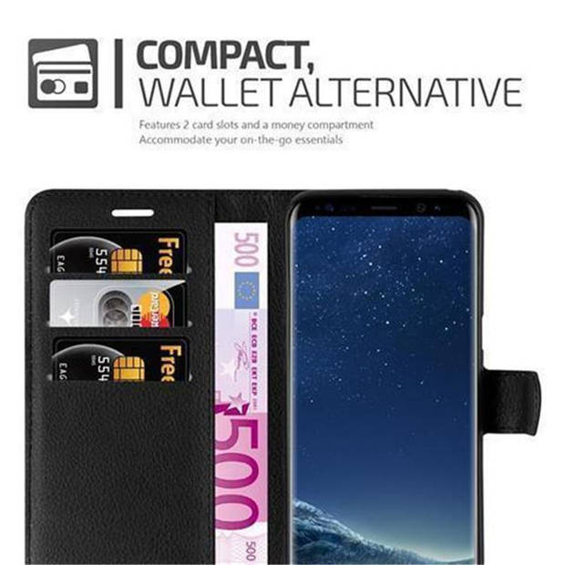 Cadorabo Hoesje geschikt voor Samsung Galaxy S8 in PHANTOM ZWART - Beschermhoes Cover magnetische sluiting Case