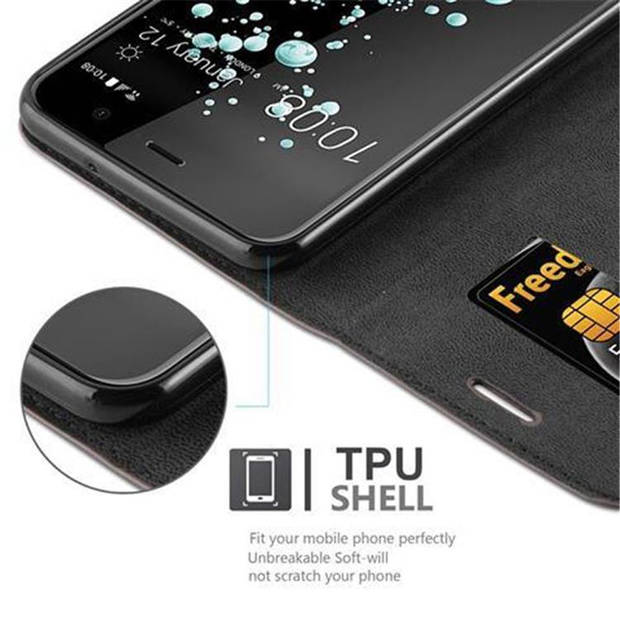 Cadorabo Hoesje geschikt voor HTC U PLAY in KOFFIE BRUIN - Beschermhoes Case magnetische sluiting Cover