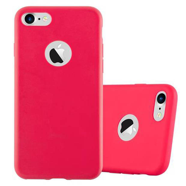 Cadorabo Hoesje geschikt voor Apple iPhone 7 / 7S / 8 / SE 2020 in CANDY ROOD - Beschermhoes TPU silicone Case Cover