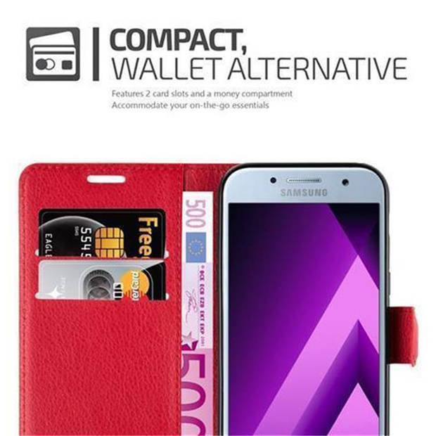 Cadorabo Hoesje geschikt voor Samsung Galaxy A3 2017 in KARMIJN ROOD - Beschermhoes Cover magnetische sluiting Case