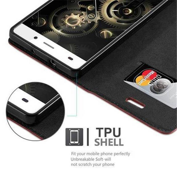 Cadorabo Hoesje geschikt voor Huawei P8 LITE 2015 in APPEL ROOD - Beschermhoes Case magnetische sluiting Cover