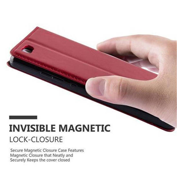 Cadorabo Hoesje geschikt voor Huawei P8 LITE 2015 in APPEL ROOD - Beschermhoes Case magnetische sluiting Cover