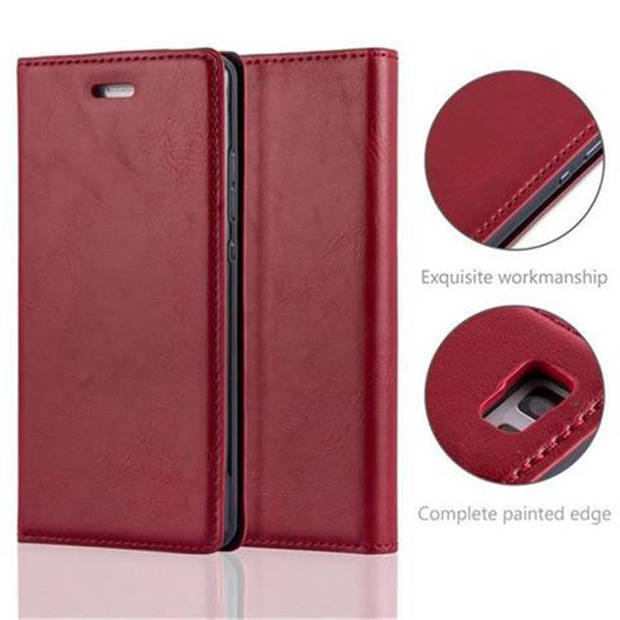 Cadorabo Hoesje geschikt voor Huawei P8 LITE 2015 in APPEL ROOD - Beschermhoes Case magnetische sluiting Cover