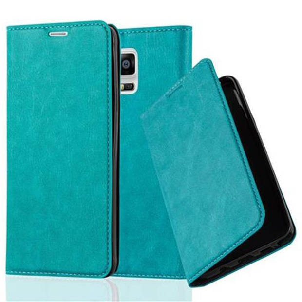 Cadorabo Hoesje geschikt voor Samsung Galaxy NOTE 4 in BENZINE TURKOOIS - Beschermhoes Case magnetische sluiting Cover