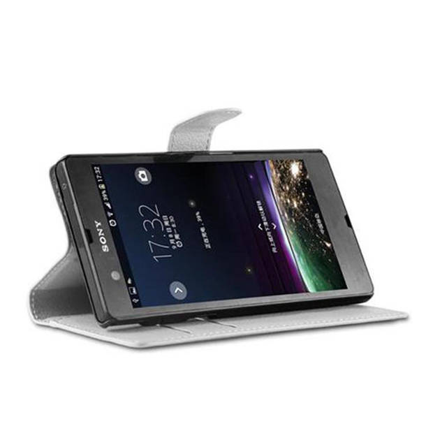 Cadorabo Hoesje geschikt voor Sony Xperia Z in ARCTISCH WIT - Beschermhoes Cover magnetische sluiting Case