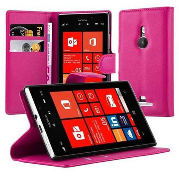 Cadorabo Hoesje geschikt voor Nokia Lumia 925 in KERSEN ROZE - Beschermhoes Cover magnetische sluiting Case