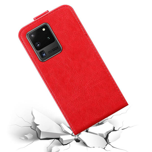 Cadorabo Hoesje geschikt voor Samsung Galaxy S20 ULTRA in APPEL ROOD - Beschermhoes Flip Case Cover magnetische sluiting