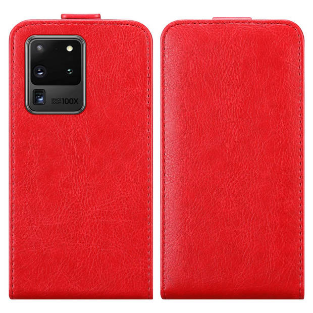 Cadorabo Hoesje geschikt voor Samsung Galaxy S20 ULTRA in APPEL ROOD - Beschermhoes Flip Case Cover magnetische sluiting