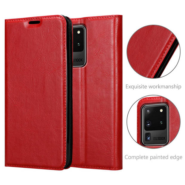 Cadorabo Hoesje geschikt voor Samsung Galaxy S20 ULTRA in APPEL ROOD - Beschermhoes Case magnetische sluiting Cover