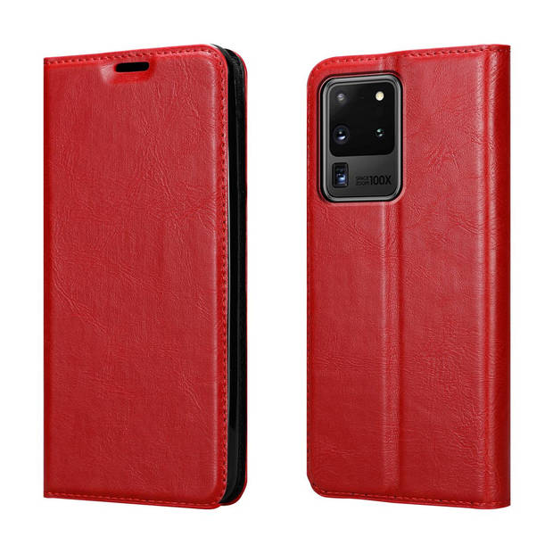 Cadorabo Hoesje geschikt voor Samsung Galaxy S20 ULTRA in APPEL ROOD - Beschermhoes Case magnetische sluiting Cover