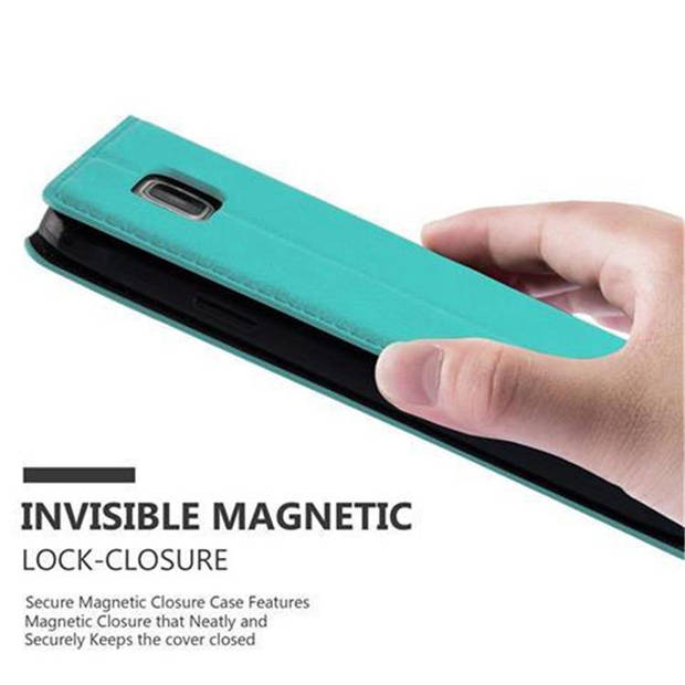 Cadorabo Hoesje geschikt voor Samsung Galaxy ALPHA in BENZINE TURKOOIS - Beschermhoes Case magnetische sluiting Cover