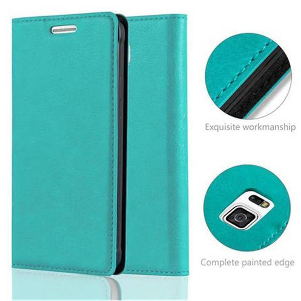 Cadorabo Hoesje geschikt voor Samsung Galaxy ALPHA in BENZINE TURKOOIS - Beschermhoes Case magnetische sluiting Cover