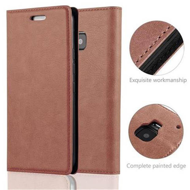 Cadorabo Hoesje geschikt voor HTC ONE M9 in CAPPUCCINO BRUIN - Beschermhoes Case magnetische sluiting Cover