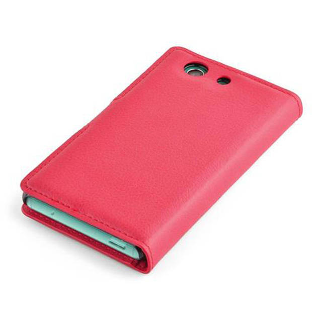 Cadorabo Hoesje geschikt voor Sony Xperia Z3 COMPACT in KARMIJN ROOD - Beschermhoes Cover magnetische sluiting Case