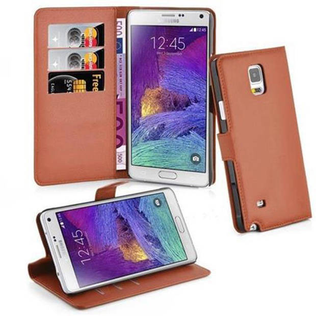 Cadorabo Hoesje geschikt voor Samsung Galaxy NOTE 4 in CHOCOLADE BRUIN - Beschermhoes Cover magnetische sluiting Case